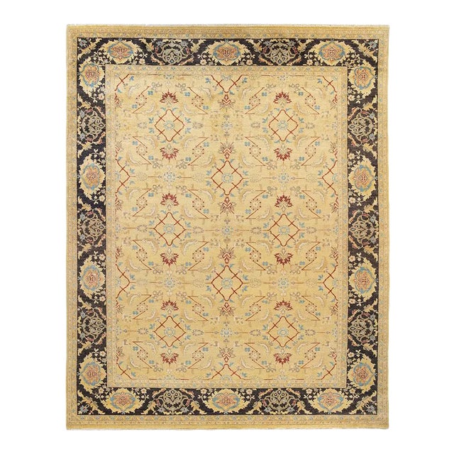 Eclectic Collection Hand-Knotted Area Rug - Green 9' 5" x 12' 0" For Sale