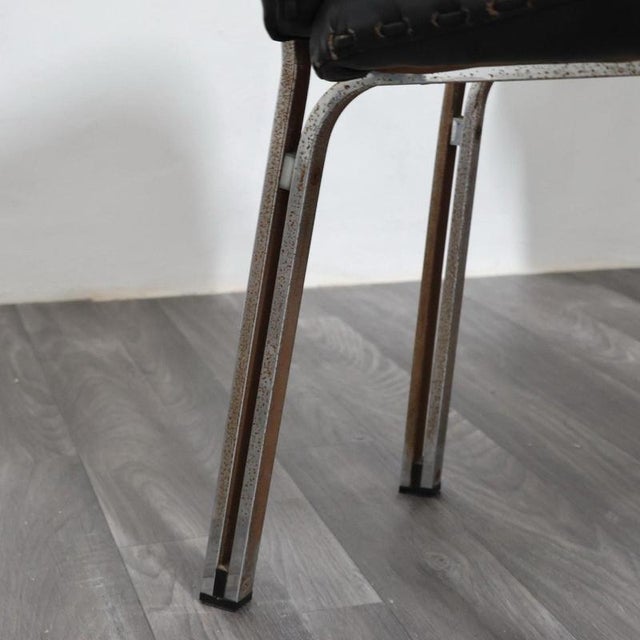 Metal Dining Chairs with Steel and Leather by Mobil Girgi, 1970s, Set of 4 For Sale - Image 7 of 17