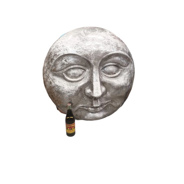 Vintage Monumental Terracota Man in the Moon Wall Hanger For Sale - Image 4 of 5