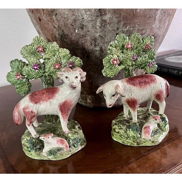 Early 19th Century Antique Early 1800s English Walton Staffordshire Pearlware Sheep & Ram Figures - A Pair For Sale - Image 5 of 15