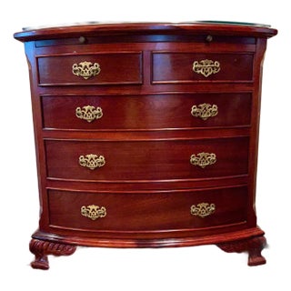 Cherry Wood Chest, Colonial Revival, Mid-20th Century With Pull-Out Slide For Sale