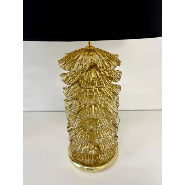 2000 - 2009 Murano Gold and Brass Table Lamps, 2000s, Set of 2 For Sale - Image 5 of 10
