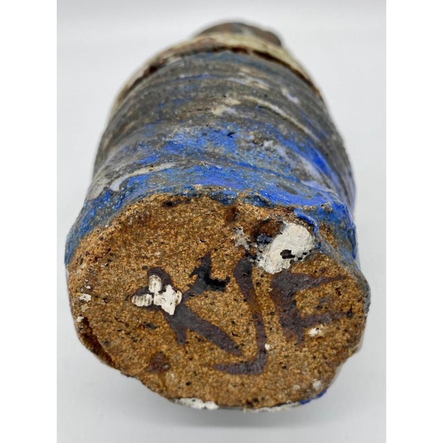 Vintage Brutalist Studio Art Pottery Pitcher Vase, Signed MCM Handmade Ceramic Vessel For Sale In Denver - Image 6 of 9