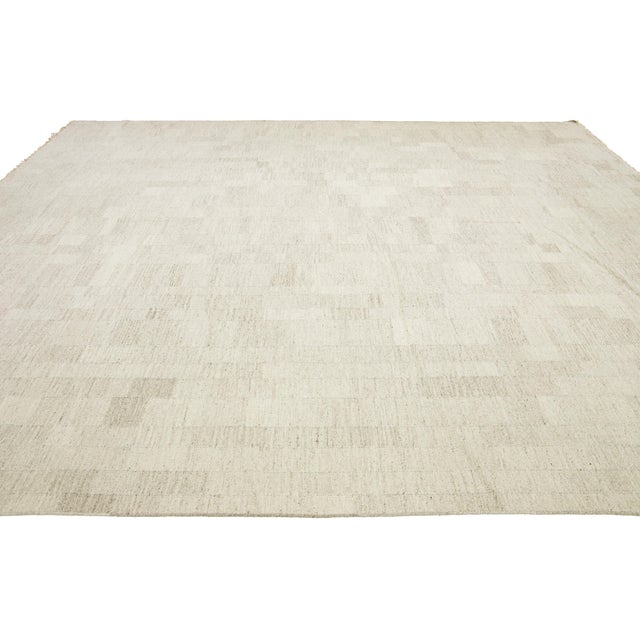 2020s Modern Designed Kilim Flatweave Wool Rug in Natural Earthy Tones For Sale - Image 5 of 10