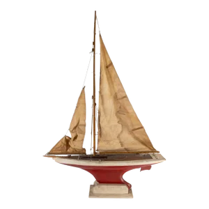 Mid-Century Decorative Sailboat Pond Sailing Boat Model