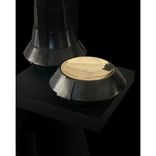 Carlo Scarpa Black Acid Bronze Vase by Lupo Horiōkami For Sale - Image 4 of 5