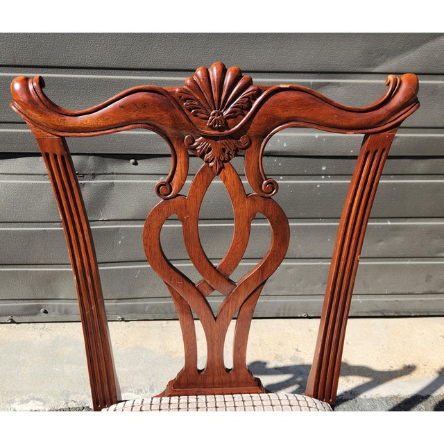 8 Mahogany American Chippendale "Scroll" Chairs Attributed to Leighton Hall For Sale - Image 12 of 16