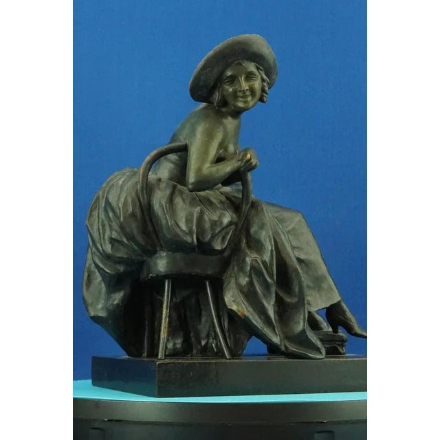 Art Nouveau Ceramic Sculpture Depicting a Lady on a Thonet Chair by Guido Cacciapuoti, Naples, Italy, Early 1900s For Sale - Image 17 of 18