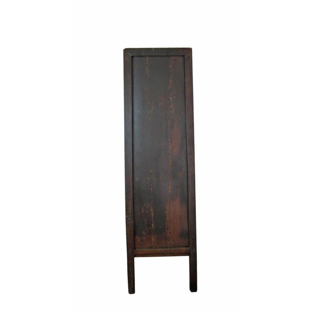 Hand Painted Flower 2 Panel Doors Antique Chinese Cabinet For Sale - Image 9 of 16