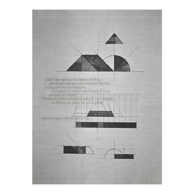 Walter Valentini, Nippur Temple, Original Etching, 1977 For Sale