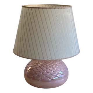 Mid-Century Modern Italian Pink Iridescent Ceramic Table Lamp, 1970s For Sale