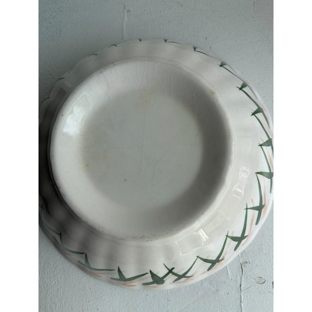 Green Antique Italian Hand Painted Serving Bowl, Nove/Bassano Faience Floral, Early 20th Century Italy For Sale - Image 8 of 8