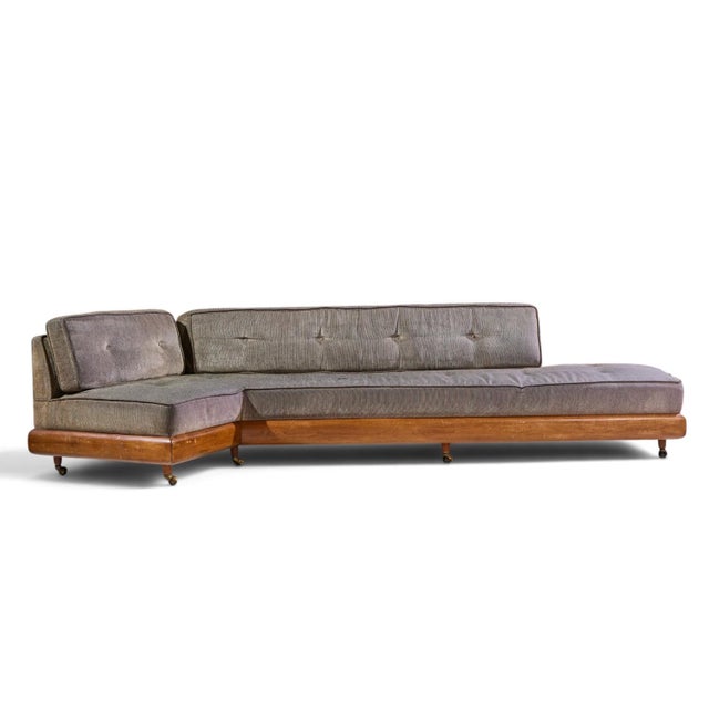 Adrian Pearsall for Craft Associates 2300-S Mid Century Walnut Boomerang Sofa This sofa measures: 131 wide x 66 deep x...
