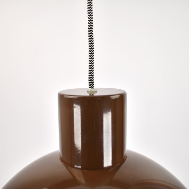 Mid 20th Century Mid 20th Century Midi Bunker Fog & Mørup Pendant Light by Jo Hammerborg in Chocolate Brown For Sale - Image 5 of 17