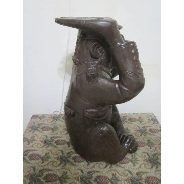 Monkey Side Table Made of Resin Palm Beach Palm Beach Regency Style Glass Top For Sale - Image 4 of 7