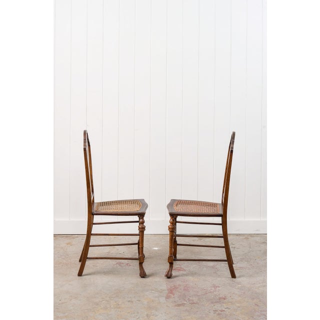 Pair of 19th Century Burl Walnut Hand Tied Cane Seat Chairs For Sale In Charleston - Image 6 of 18