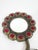 Art Nouveau Vintage Brass Floral Hand Mirror With Red Glass Cabochons, Art Nouveau Style For Sale - Image 3 of 13