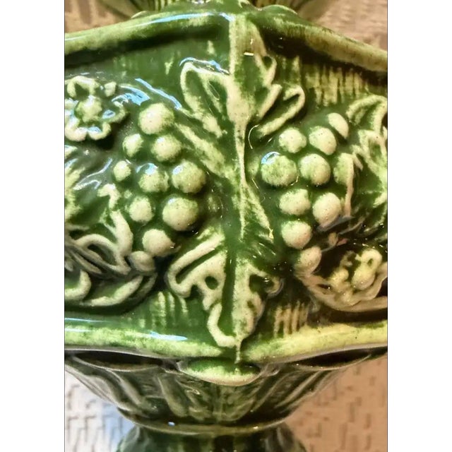 Dansk Vintage Candle Holders: 2 Large Majolica Stands, 2 Dansk Silverplated, 2 Jeanette, & 2 Mini Flower Vases With Vintage Marbles For Sale - Image 4 of 9
