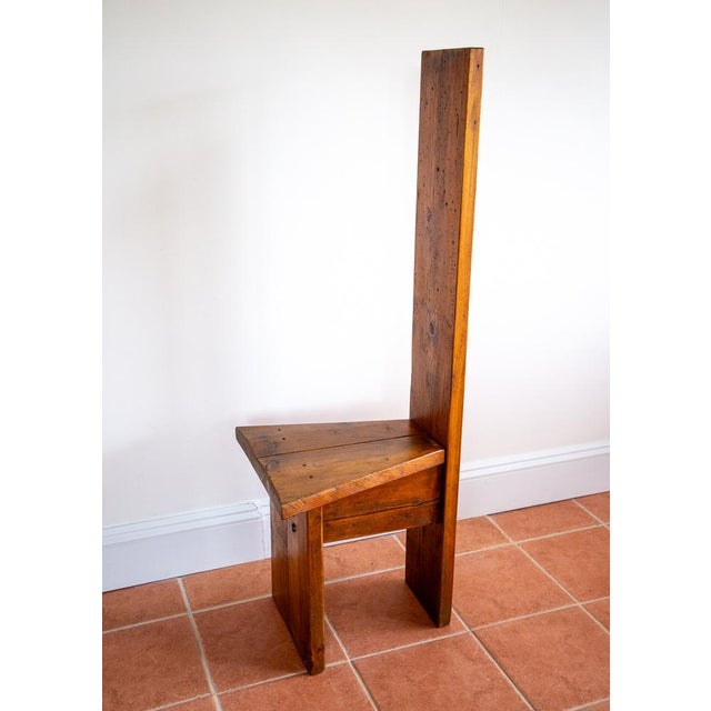 Mid-Century Tall Brutalist Artisan Accent Chair in Wood, 1970s For Sale - Image 13 of 18