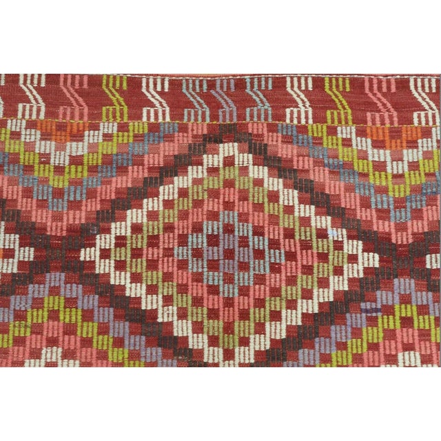 Salmon Vintage Turkish Barak Kilim Rug - 65"x122" For Sale - Image 8 of 12