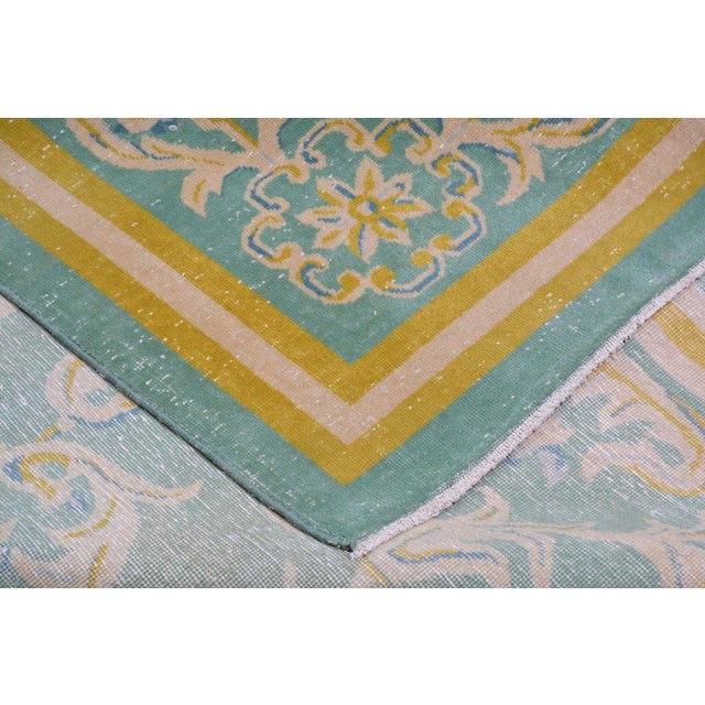 1950s Vintage Chinese Art Deco Hand Knotted Wool Rug, 9'x12' For Sale - Image 5 of 5