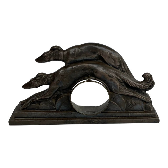 French Art Nouveau Metal Bronze of Greyhound Dog Figurines For Sale