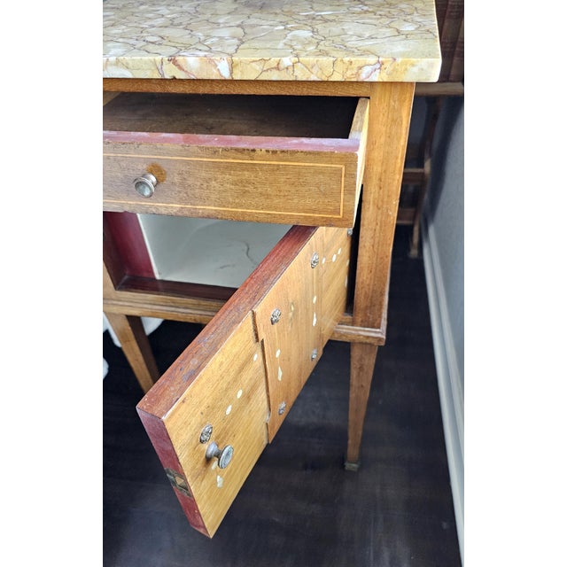 Pink Antique Marble Top Bedside Table For Sale - Image 8 of 12