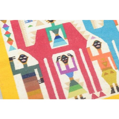 Swedish textile designer Rölakan wall rug, 1970s. Handwoven rölakan wall rug in wool featuring a vibrant, figurative...