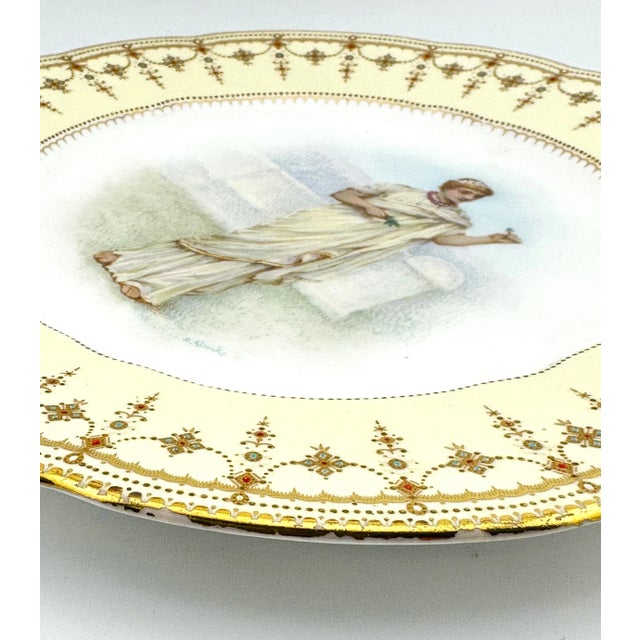 Spode Antique Copeland Spode Jewelled Portrait Cabinet Plate – Signed S. Alcock, Hand Painted, 19th Century For Sale - Image 4 of 10