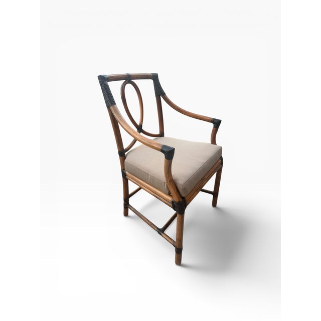 Wood Set of Late 20th Century 6 McGuire Bamboo & Rattan Loop-Back Dining Armchairs For Sale - Image 7 of 17