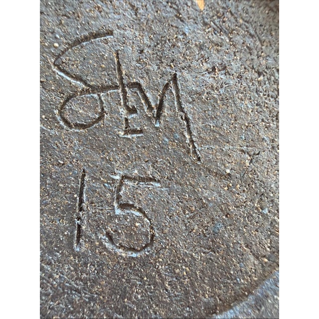 Ceramic Late 20th Century Heavy Hand Thrown Studio Pottery Vase 10.5" Dark Stoneware Drip Glaze SLM For Sale - Image 7 of 8