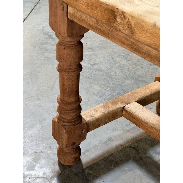 Brown French Oak Farmhouse Kitchen Dining Table with Drawer, 1920 For Sale - Image 8 of 18