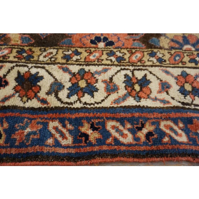 Brown 1870s Brown Geometric Tribal Antique North West Persian Rug 3'8" X 13'0" Knotted Wool Carpet For Sale - Image 8 of 10