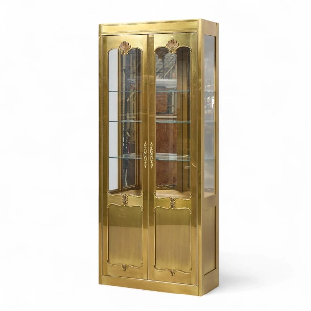 Mastercraft Mid Century Brass Vitrines Cabinet - Pair For Sale - Image 9 of 11
