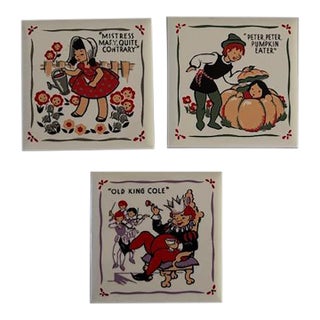 Mid-Century Children's Nursery Rhyme Plaques Tiles, Kay-Tee For Sale