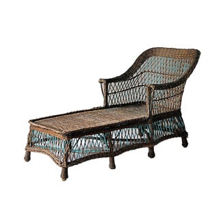 Early 20th Century Antique Wicker Chaise Lounge For Sale