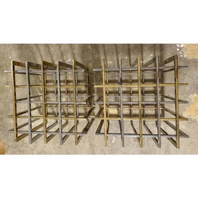 Pierre Cardin Pierre Cardin Mixed Metal Geometric Grid Pedestal Bases - A Pair For Sale - Image 4 of 8