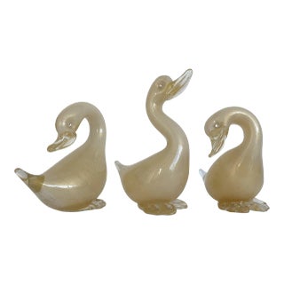 Vintage Murano Glass Duck Figurines- Set of 3 For Sale