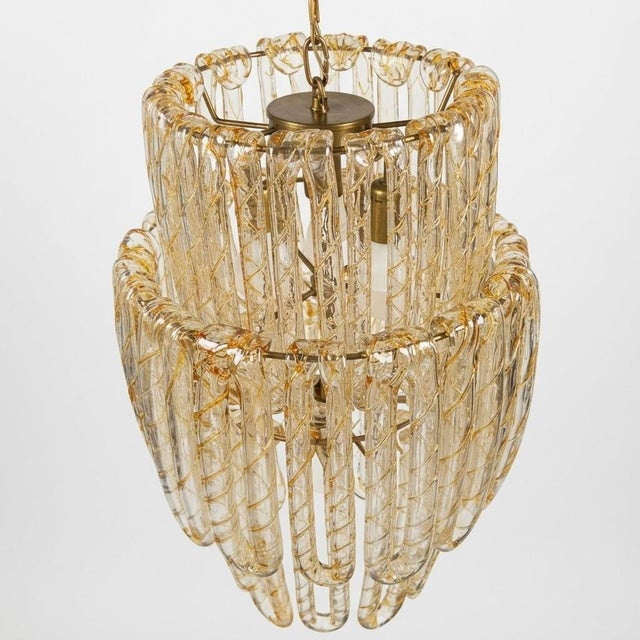 1960s 1960s Elegant Italian Murano Glass Chandelier, Mid-Century Golden Hand-Blown & Unique Statement Piece For Sale - Image 5 of 6