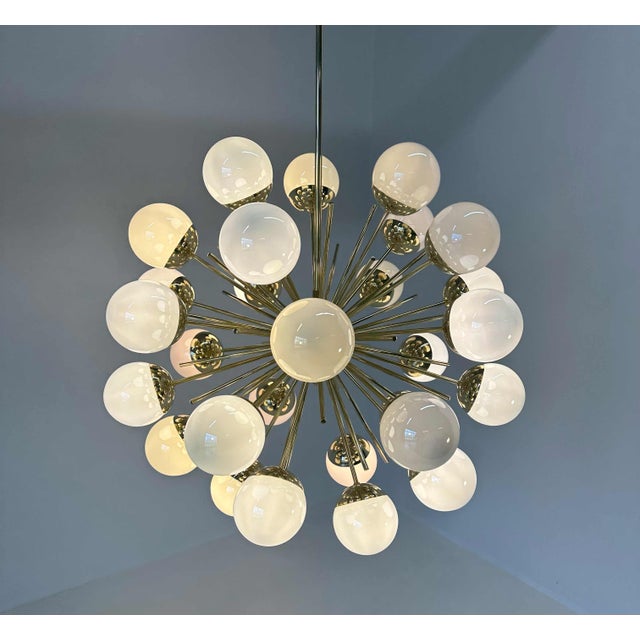 Mid-Century Modern Mid-Century Modern Murano Glass and Brass Sputnik Chandelier, 2000s For Sale - Image 3 of 15