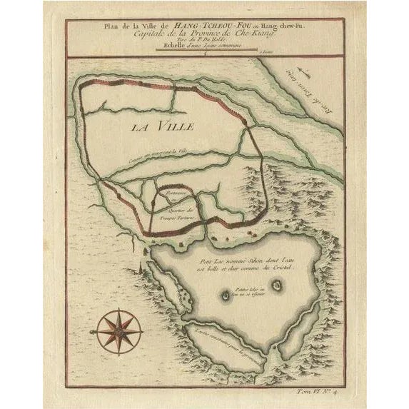 Antique Map of Hangzhou, 1750 For Sale - Image 5 of 5