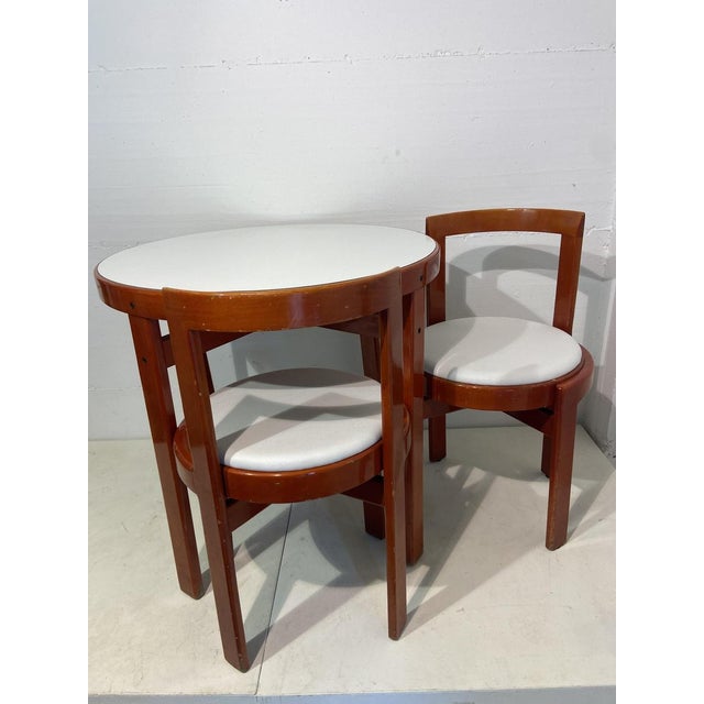 Wood Italian Red Lacquered Wooden Breakfast Table and Chairs by Gianfranco Frattini, 1975, Set of 5 For Sale - Image 7 of 16