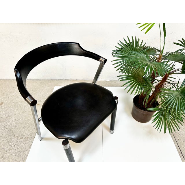 Sculptural Chair in Steel, Wood and Leather, Germany, 1980s For Sale - Image 15 of 18