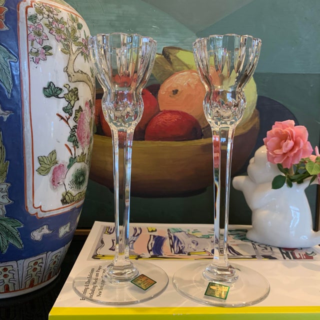 Waterford Pair of Waterford Crystal Candlesticks, Palladia Collection For Sale - Image 4 of 4