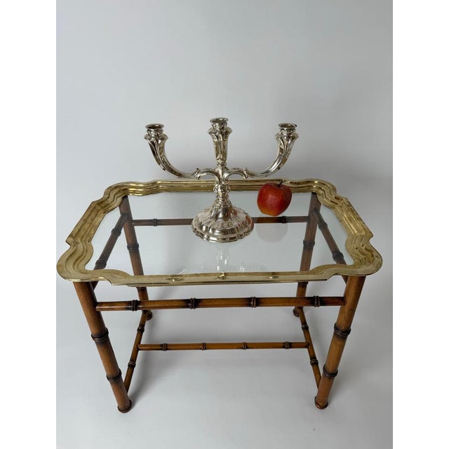 1960s Hollywood Regency Hand-Crafted Tray Table in Brass and Faux Bamboo, 1960s For Sale - Image 5 of 17