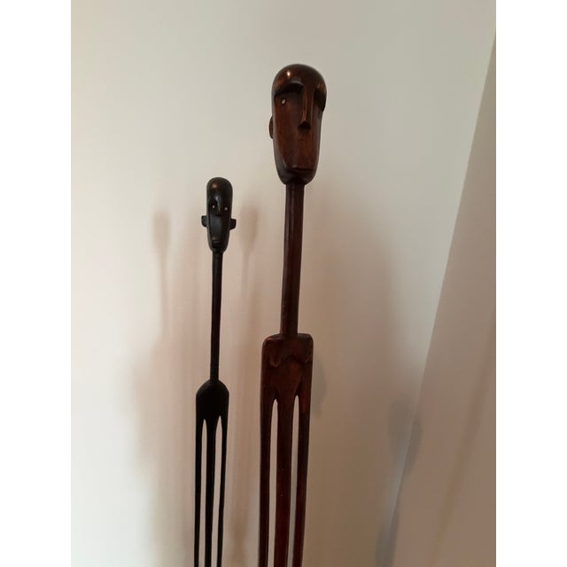 1980s Set of 3 Sculptural Wooden Figures — Organic Modern, Primitive Minimalism For Sale - Image 5 of 10