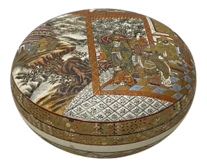 Hand Painted Japanese Satsuma Lidded Bowl