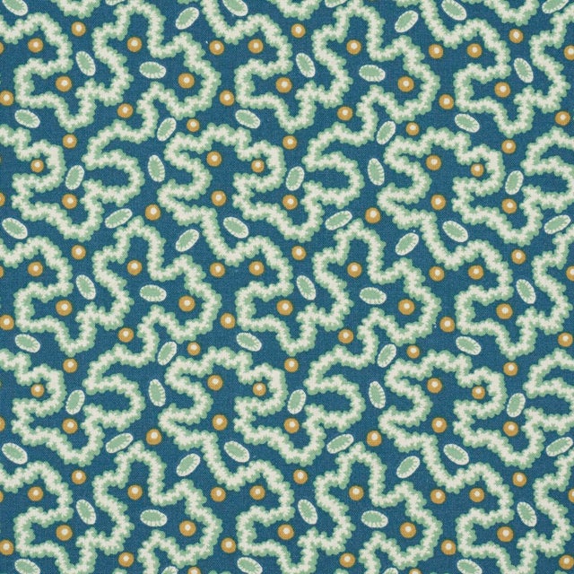 Traditional SAMPLE - Schumacher Leonie Vermicelli Fabric In Teal For Sale - Image 3 of 5