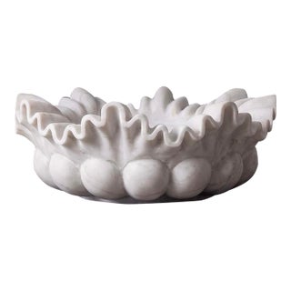 Vintage Ruffle Scalloped Marble Sink Made in 1990s For Sale