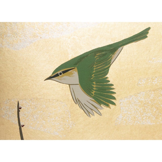"Sakura and Mejiro Birds", 1970s Showa Era Japanese Byobu Screen For Sale - Image 14 of 18